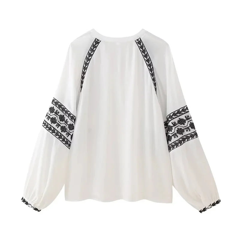 Vintage Embroidered Boho Blouse for Women